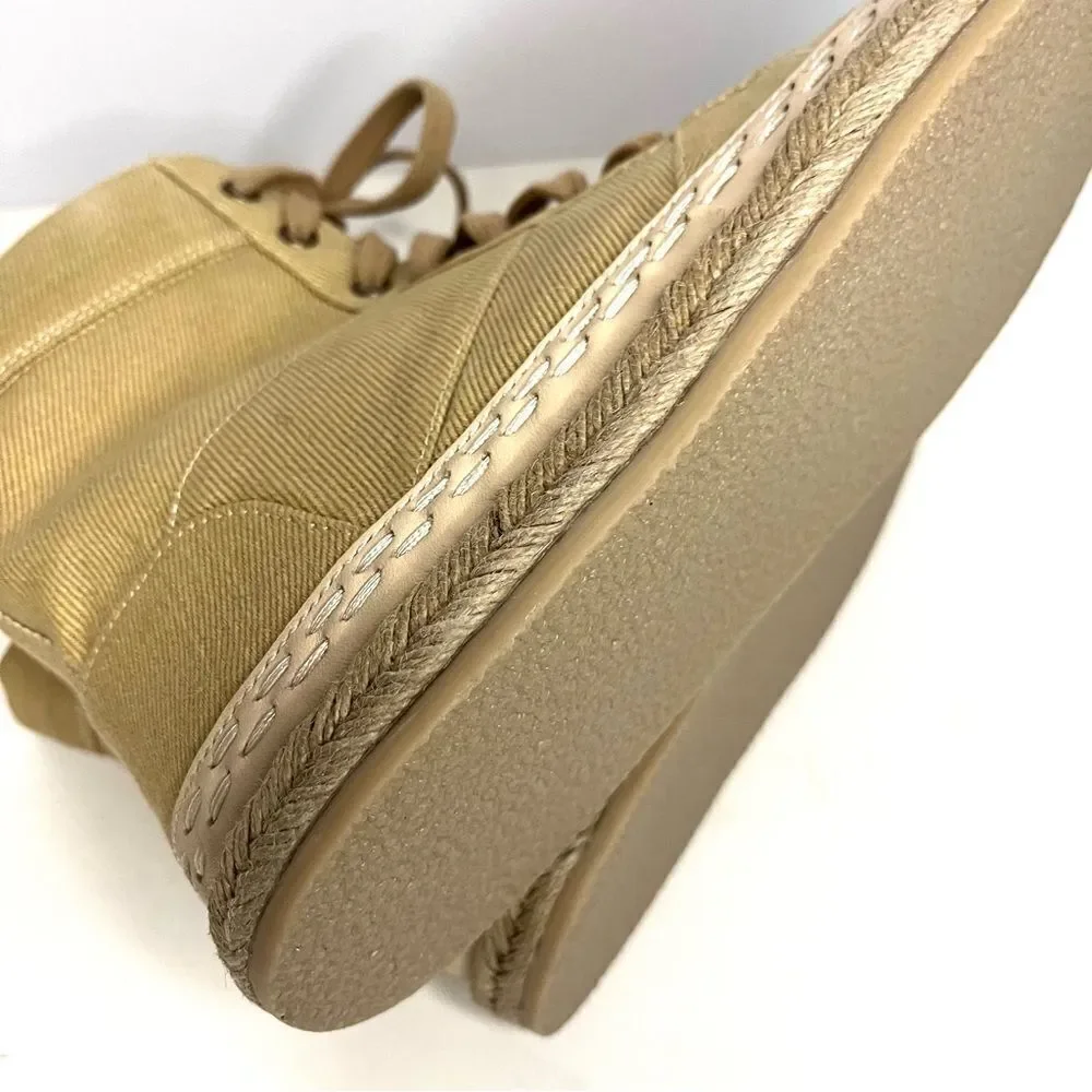 Free People Menorca‎ Lace Up Boots in Tan Canvas, Size 8 NIB - Picture 8 of 10